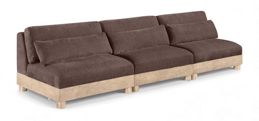 Turin 120″ Chenille Fabric Upholstered 3pc. Modular Sofa