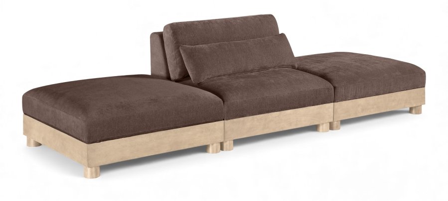 Turin 120″ Chenille Fabric Upholstered 3pc. Modular Sofa