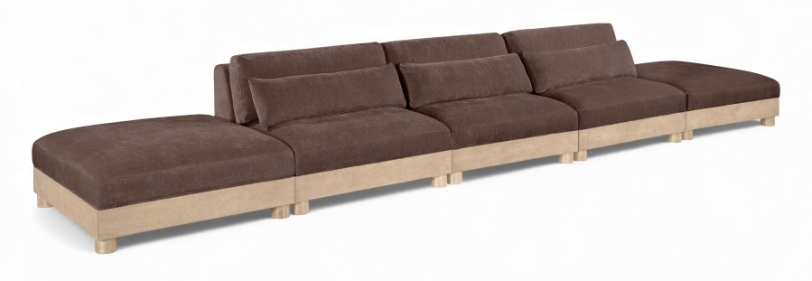 Turin 200″ Chenille Fabric Upholstered 5pc. Modular Sofa