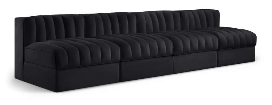 Rummi 116″ Velvet Performance Fabric Upholstered 4pc. Modular Sofa