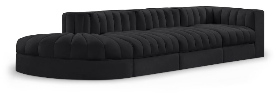 Rummi 141″ Velvet Performance Fabric Upholstered 4pc. Modular Sectional