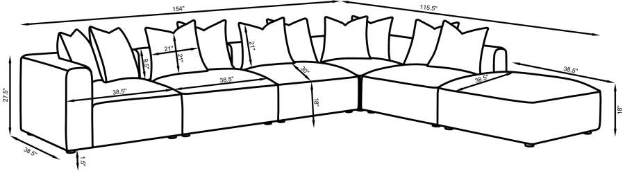 551591-SET_17x900.jpg JENNIFER 6-PIECE UPHOLSTERED MODULAR SECTIONAL TERRACOTTA - Image 17