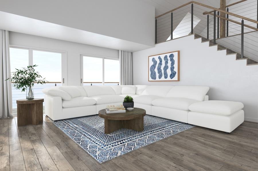 RALEIGH 6-PIECE BOUCLE UPHOLSTERED MODULAR SECTIONAL IVORY