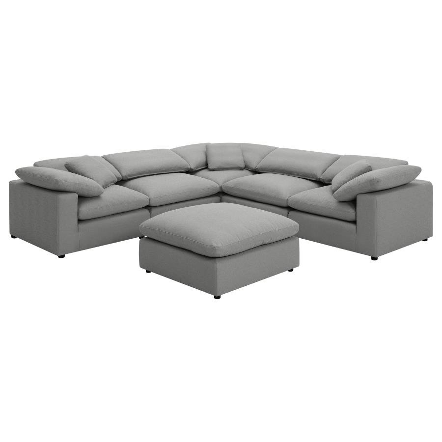 551754-SETA_02x900.jpg RALEIGH 6-PIECE BOUCLE UPHOLSTERED MODULAR SECTIONAL GREY - Image 2