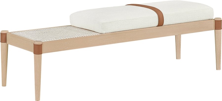 57883-4.jpg Nara Linen Textured Fabric Upholstered Bench - Image 5