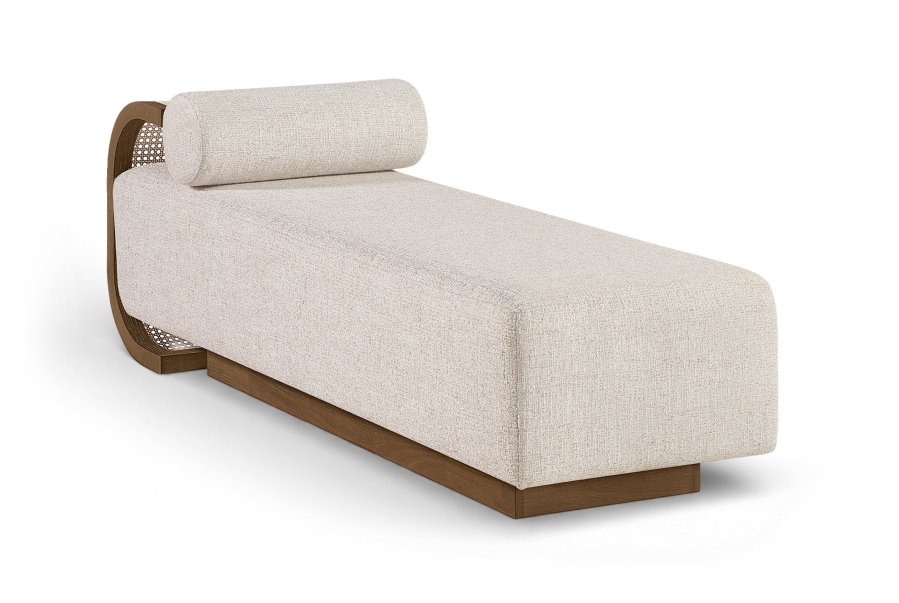 Zephyr Linen Textured Fabric Upholstered Chaise Lounge