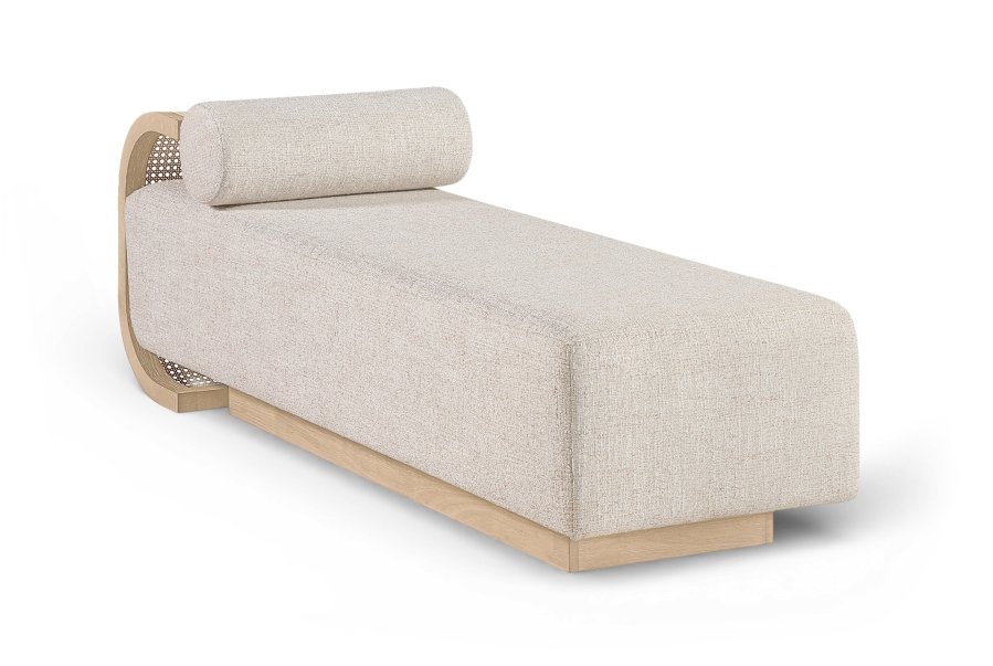 Zephyr Linen Textured Fabric Upholstered Chaise Lounge