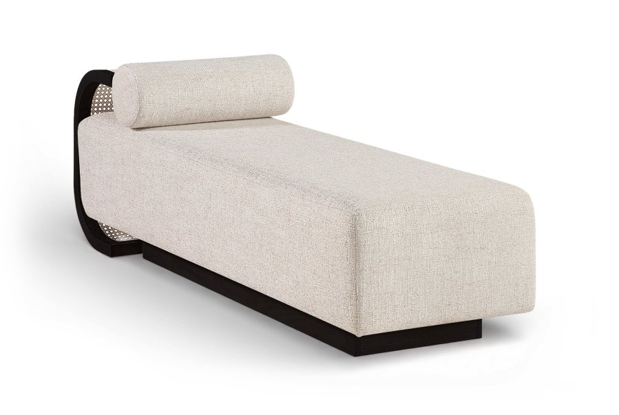 Zephyr Linen Textured Fabric Upholstered Chaise Lounge