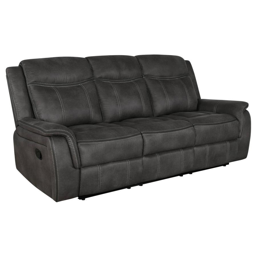 603504-S3_03x900.jpg LAWRENCE 3-PIECE UPHOLSTERED RECLINING SOFA SET CHARCOAL - Image 3