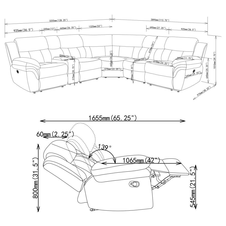 609540_12x900.jpg BAHRAIN 6-PIECE MODULAR RECLINING SECTIONAL SOFA CHARCOAL - Image 12