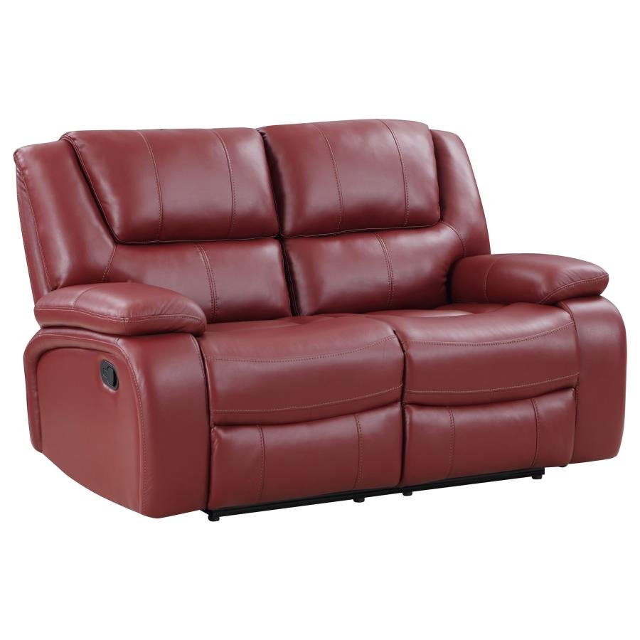 CAMILA UPHOLSTERED MOTION RECLINING LOVESEAT RED