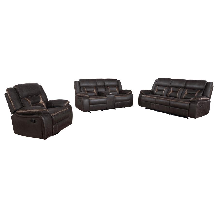 651354-S3_03x900.jpg GREER 3-PIECE UPHOLSTERED RECLINING SOFA SET BROWN - Image 3