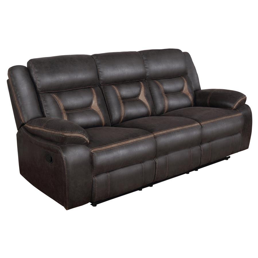 651354-S3_04x900.jpg GREER 3-PIECE UPHOLSTERED RECLINING SOFA SET BROWN - Image 4