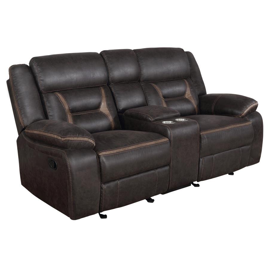 651354-S3_05x900.jpg GREER 3-PIECE UPHOLSTERED RECLINING SOFA SET BROWN - Image 5
