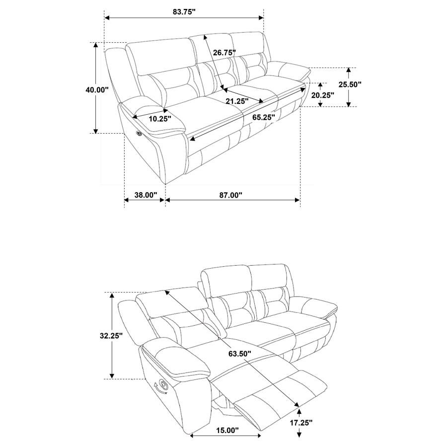 651354-S3_14x900.jpg GREER 3-PIECE UPHOLSTERED RECLINING SOFA SET BROWN - Image 14