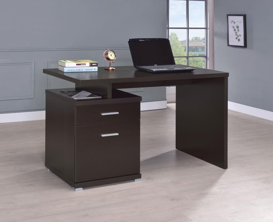 800109_02x900.jpg IRVING 47-INCH 2-DRAWER OFFICE COMPUTER DESK CAPPUCCINO - Image 4