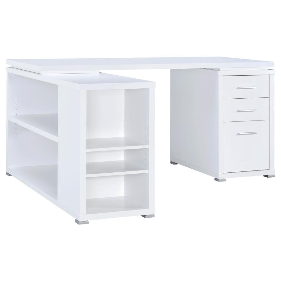 800516_04x900.jpg YVETTE 60-INCH 3-DRAWER L-SHAPE COMPUTER DESK WHITE - Image 4