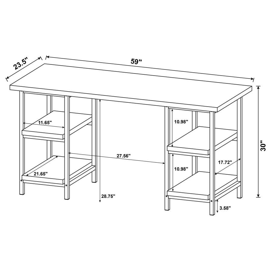 801551_04x900.jpg KEMPER 59-INCH 4-SHELF WRITING DESK WEATHERED BROWN - Image 4