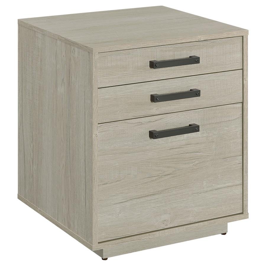 LOOMIS 3-DRAWER HOME OFFICE FILE CABINET WHITEWASHED GREY
