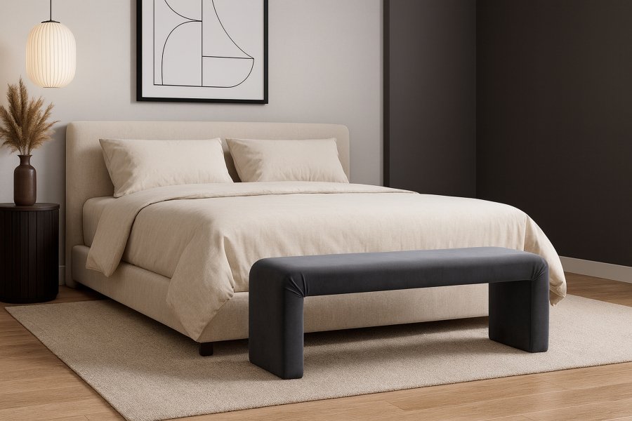 8091-1.jpg Minimalist Velvet Upholstered Bench - Image 2