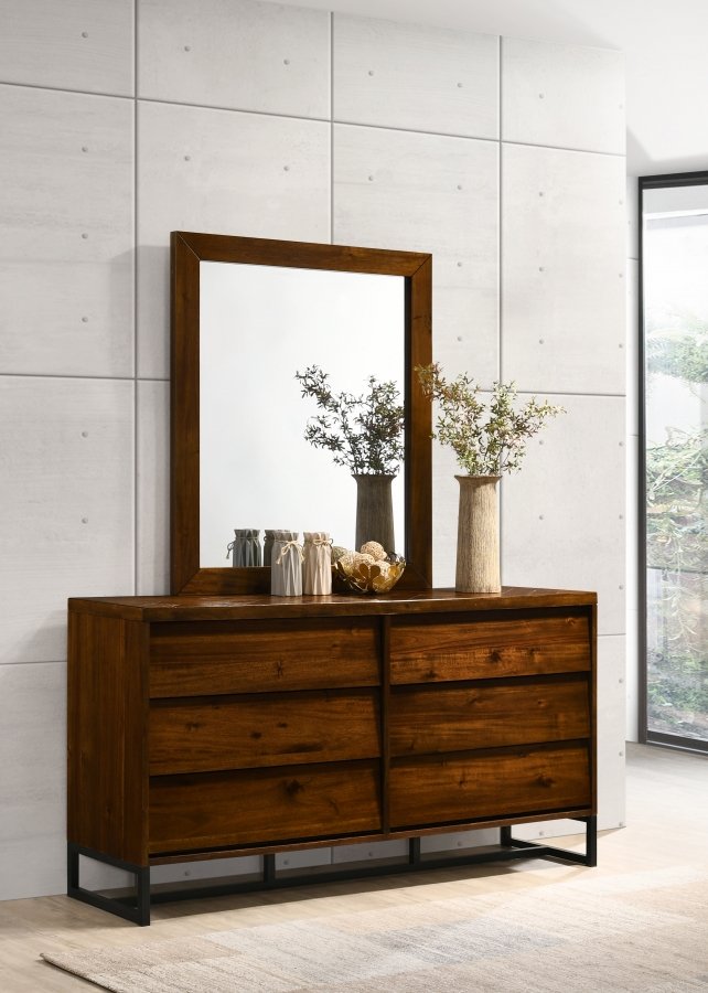 8133-1.jpg Reed Wood Frame Mirror - Image 2