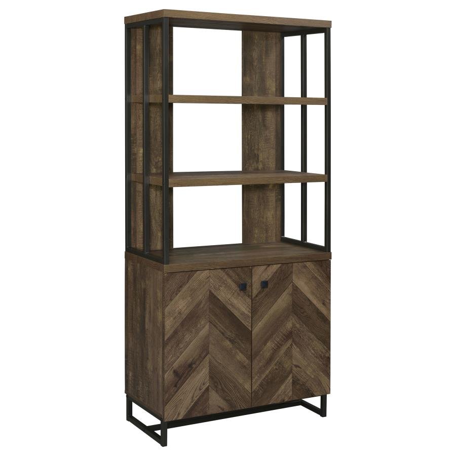 MILLBROOK 71-INCH 2-DOOR STORAGE BOOKSHELF RUSTIC OAK