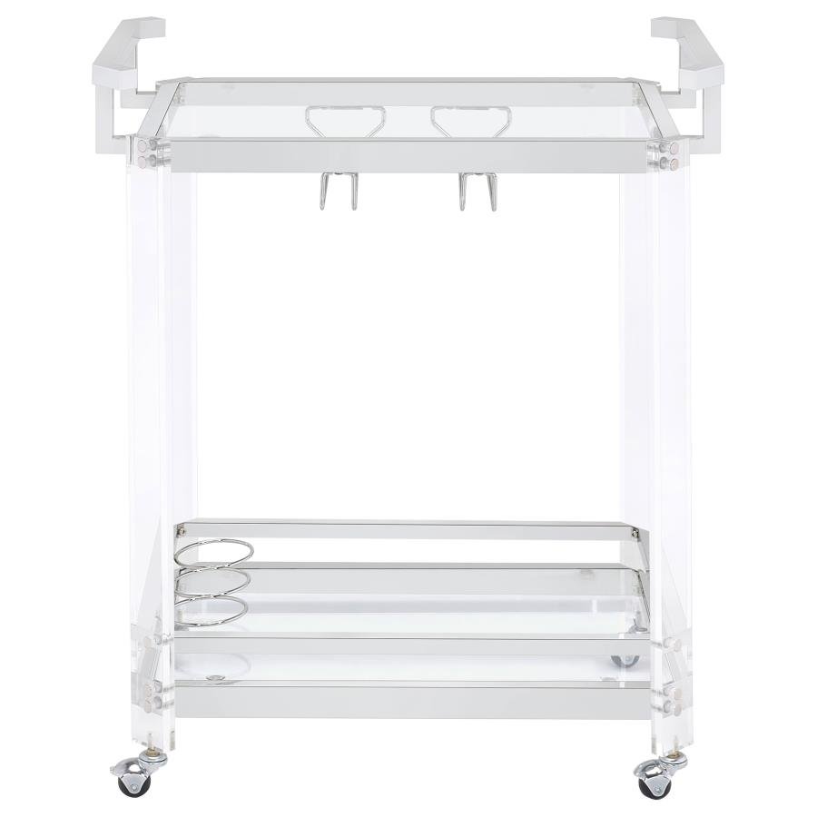 902589_06x900.jpg JEFFERSON 2-TIER GLASS SHELF ACRYLIC BAR CART CHROME - Image 6