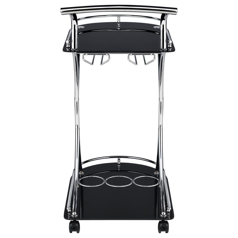 910001_07x900.jpg ELFMAN 2-TIER GLASS SHELF METAL BAR CART BLACK AND CHROME - Image 7