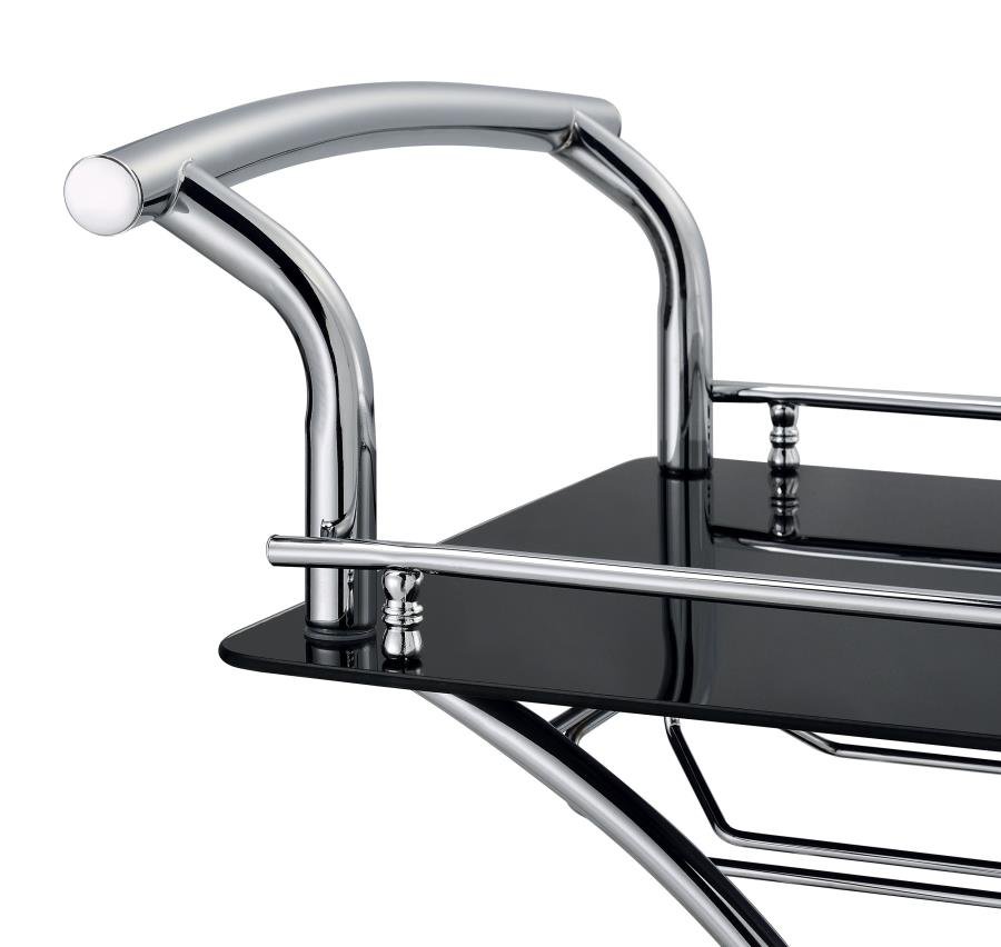 910001_10x900.jpg ELFMAN 2-TIER GLASS SHELF METAL BAR CART BLACK AND CHROME - Image 10