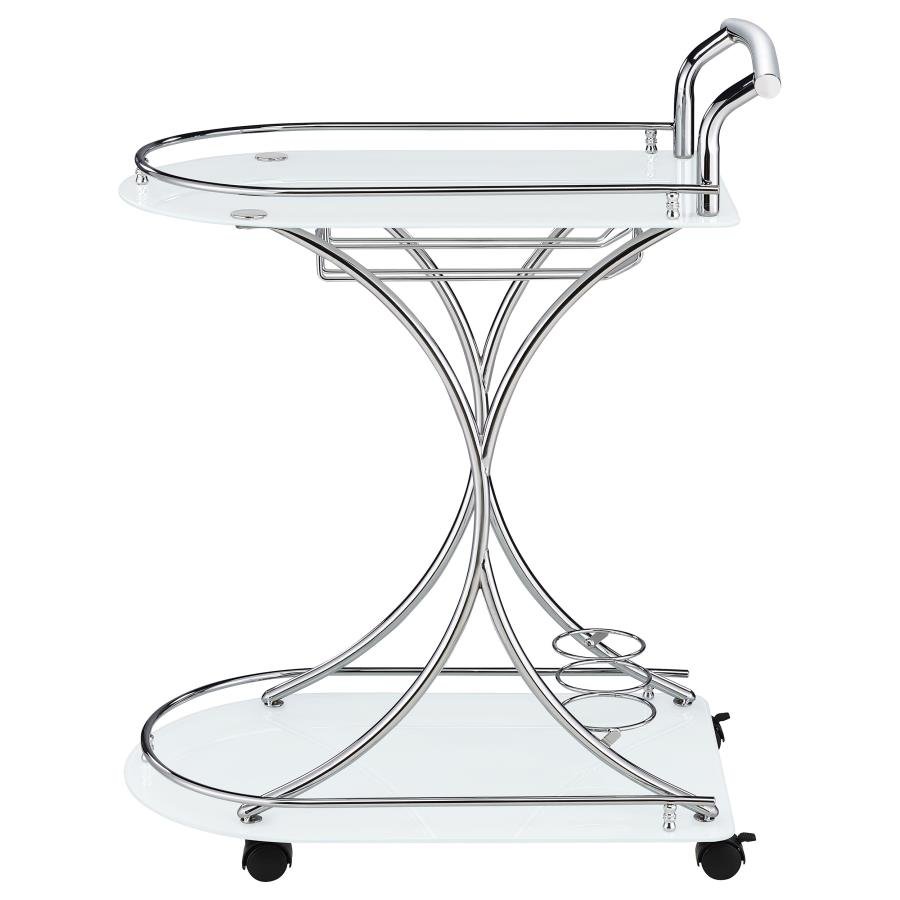 910002_05x900.jpg ELFMAN 2-TIER GLASS SHELF METAL BAR CART WHITE AND CHROME - Image 5