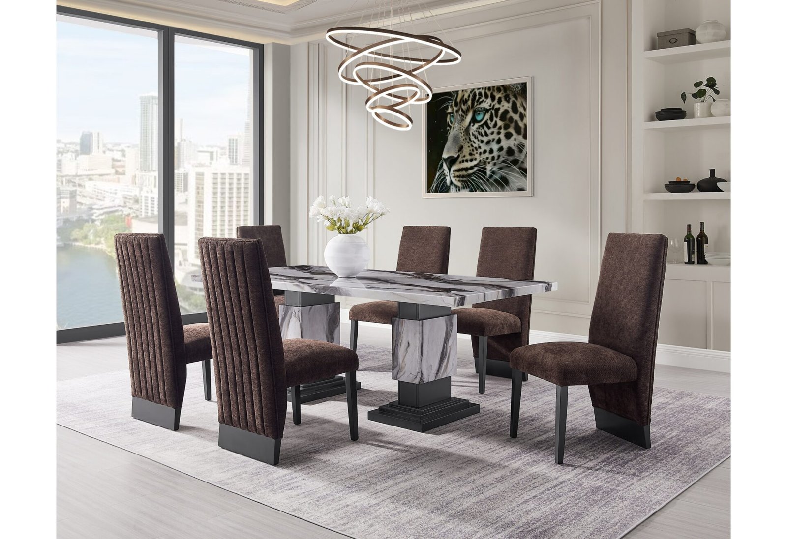 D12DT-D12DC-BRWN-4-PC-RSC-2.jpg D12 DINING TABLE AND 8 D12 BROWN DINING CHAIRS - Image 2