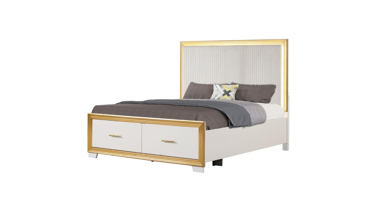 OBSESSION QUEEN BED WHITE & GOLD