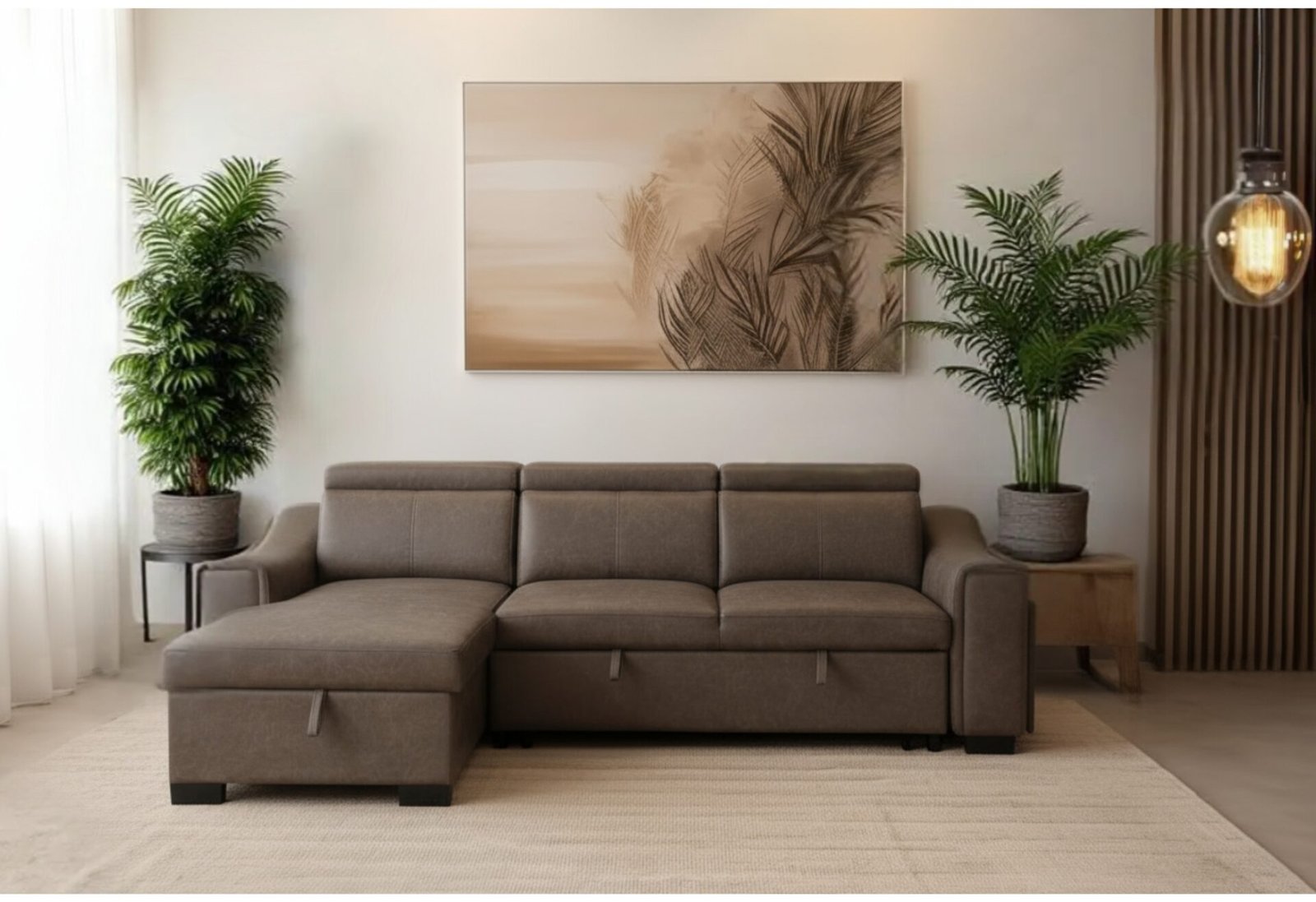 U6638 BROWN PULL OUT SOFA BED