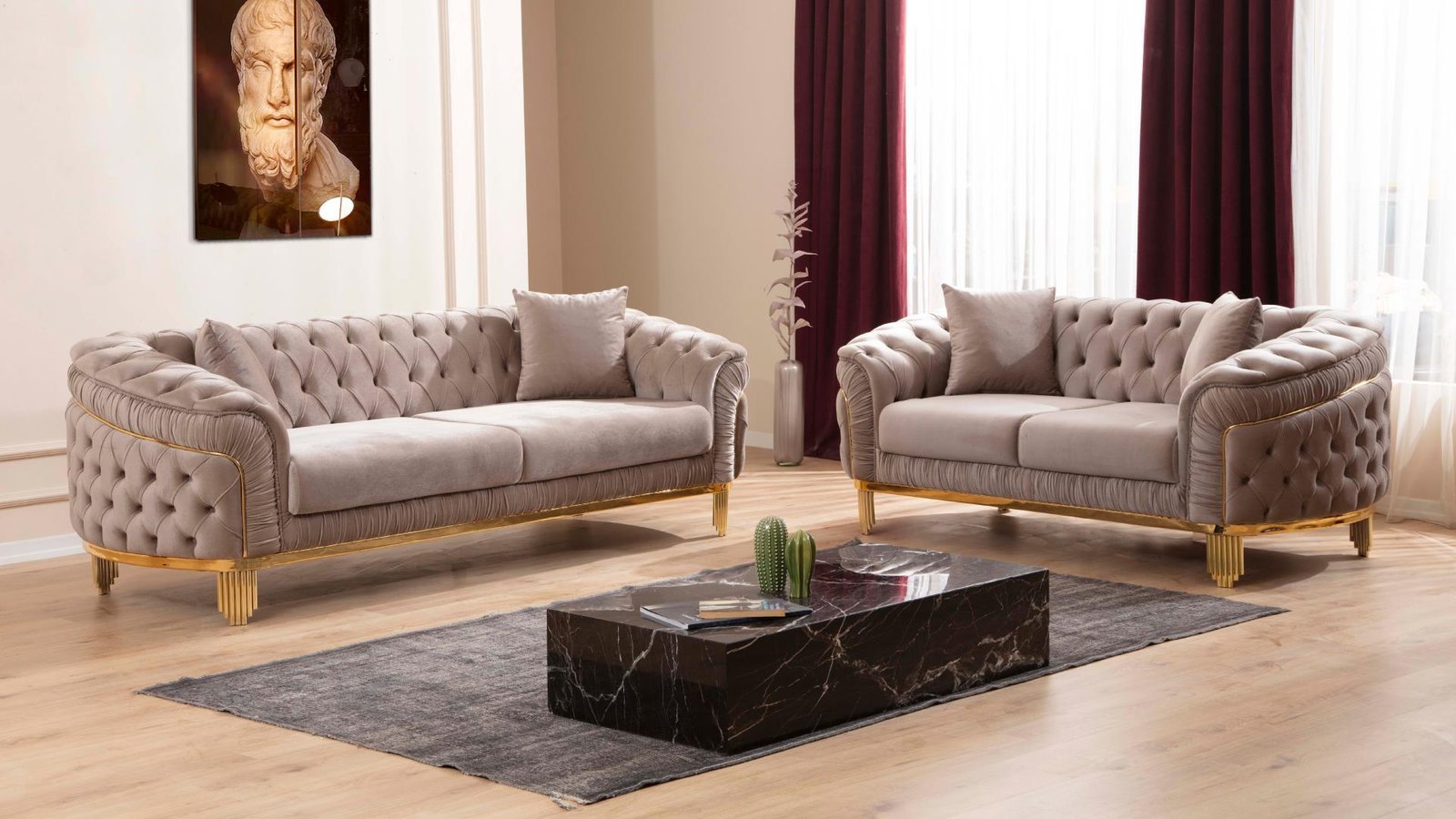 VANESSA 2 PC LIVING ROOM SET IN TAUPE – C