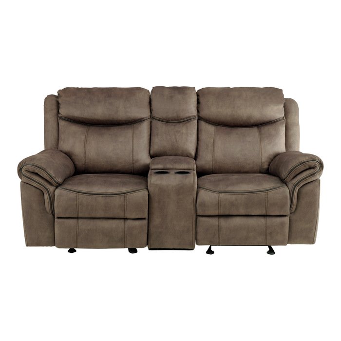 8206NF-2 Double Glider Reclining Love Seat with Center Console, Receptacles and USB Ports