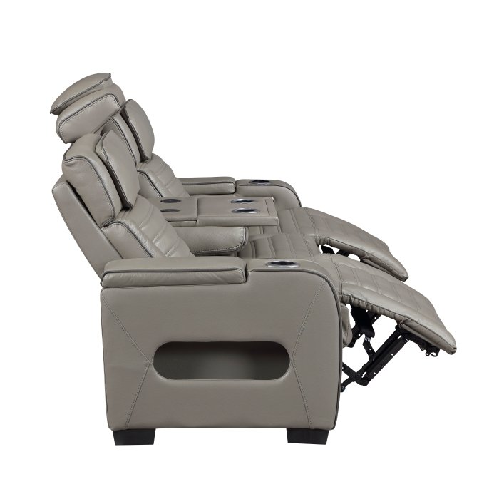8344gry 3pwhm power double reclining sofa with center drop down cup holders, power headrests,? storage arms(top and side) ,cup holders, reading lights, wireless charger, air massage, heat,? led lighting and charging ports 8344gry 3pwhm power double reclining sofa with center drop down cup holders, power headrests,? storage arms(top and side) ,cup holders, reading lights, wireless charger, air massage, heat,? led lighting and charging ports