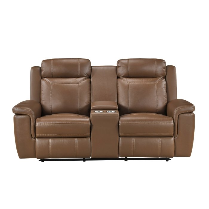 8379TBR-2 Double Reclining Love Seat with Center Console and Receptacles