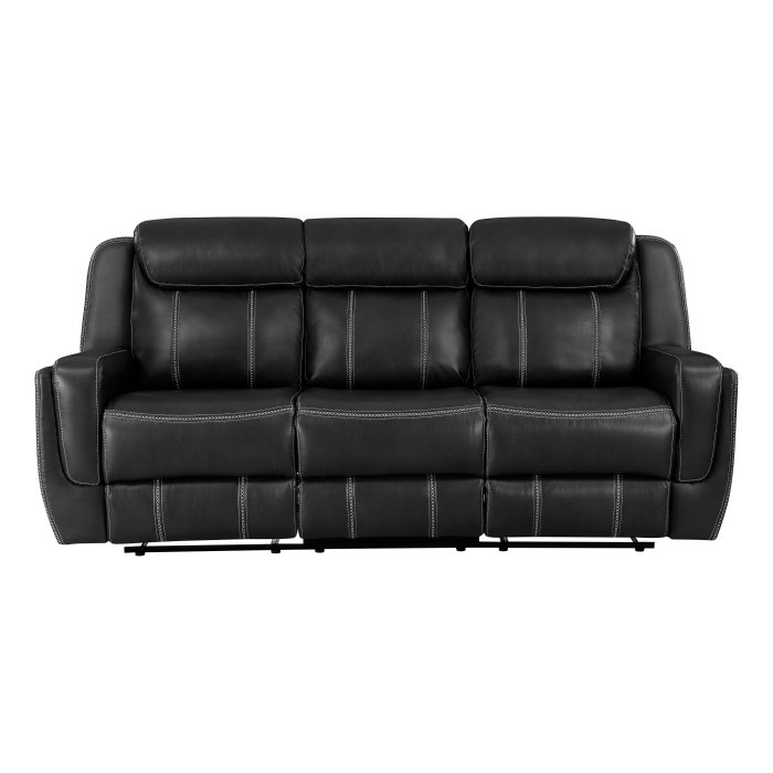 8516BK-3 Double Reclining Sofa with Center Drop-Down Cup Holders,Storage Pouch, Receptacles and USB Ports