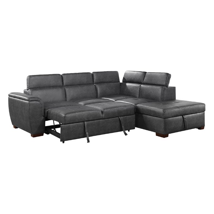 8567gy*sc 2 piece sectional with pull out bed and right chaise with hidden storage, adjustable headrests 8567gy*sc 2 piece sectional with pull out bed and right chaise with hidden storage, adjustable headrests