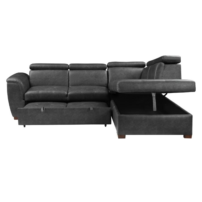 8567gy*sc 2 piece sectional with pull out bed and right chaise with hidden storage, adjustable headrests 8567gy*sc 2 piece sectional with pull out bed and right chaise with hidden storage, adjustable headrests