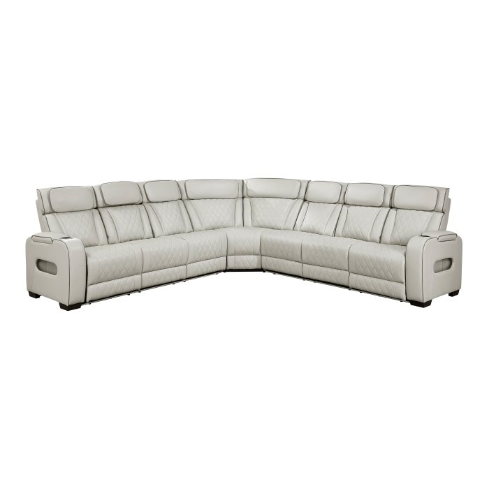 9516TPES*33L3RPWH 3-Piece Power Reclining Sectional with Center Drop-Down Cup Holders, Power Headrests, Storage Arms(Top and Side), Cup holders, Charging Ports, Reading Lights, Wireless Chargers, Charging Ports and LED Lighting