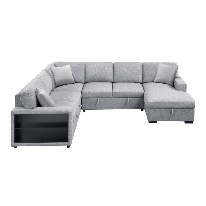 9630gy*42lrc sectional with right chaise, pull out bed, hidden storages and shelves, charging ports 9630gy*42lrc sectional with right chaise, pull out bed, hidden storages and shelves, charging ports