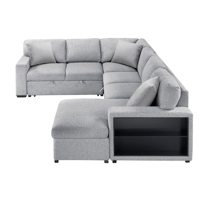 9630gy*42lrc sectional with right chaise, pull out bed, hidden storages and shelves, charging ports 9630gy*42lrc sectional with right chaise, pull out bed, hidden storages and shelves, charging ports