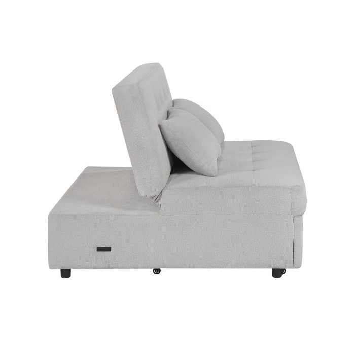 9707gry 2cl convertible armless 2 seater with pull out bed and charging ports 9707gry 2cl convertible armless 2 seater with pull out bed and charging ports