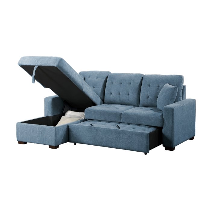 9816bu*2lcrl 2 piece sectional with left chaise, pull out bed and hidden storage 9816bu*2lcrl 2 piece sectional with left chaise, pull out bed and hidden storage