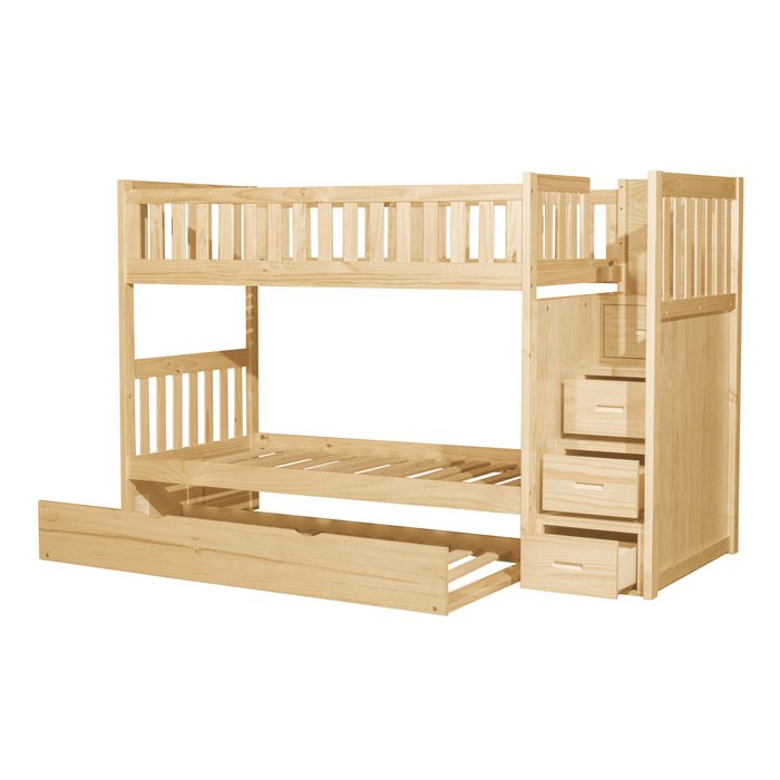 b2043sb 1*r twin/twin step bunk bed with twin trundle b2043sb 1*r twin/twin step bunk bed with twin trundle