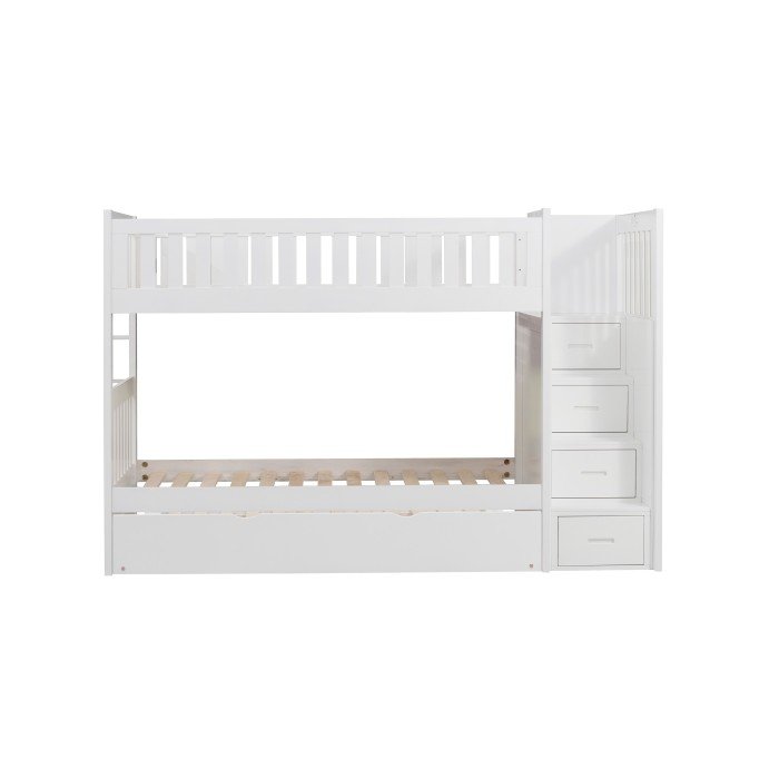 b2053sbw 1*r twin/twin step bunk bed with twin trundle b2053sbw 1*r twin/twin step bunk bed with twin trundle