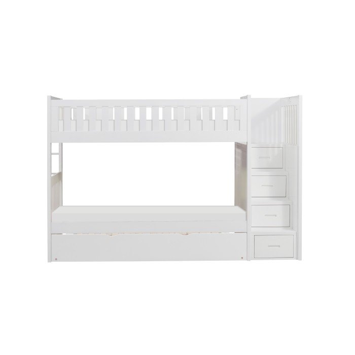 b2053sbw 1*r twin/twin step bunk bed with twin trundle b2053sbw 1*r twin/twin step bunk bed with twin trundle