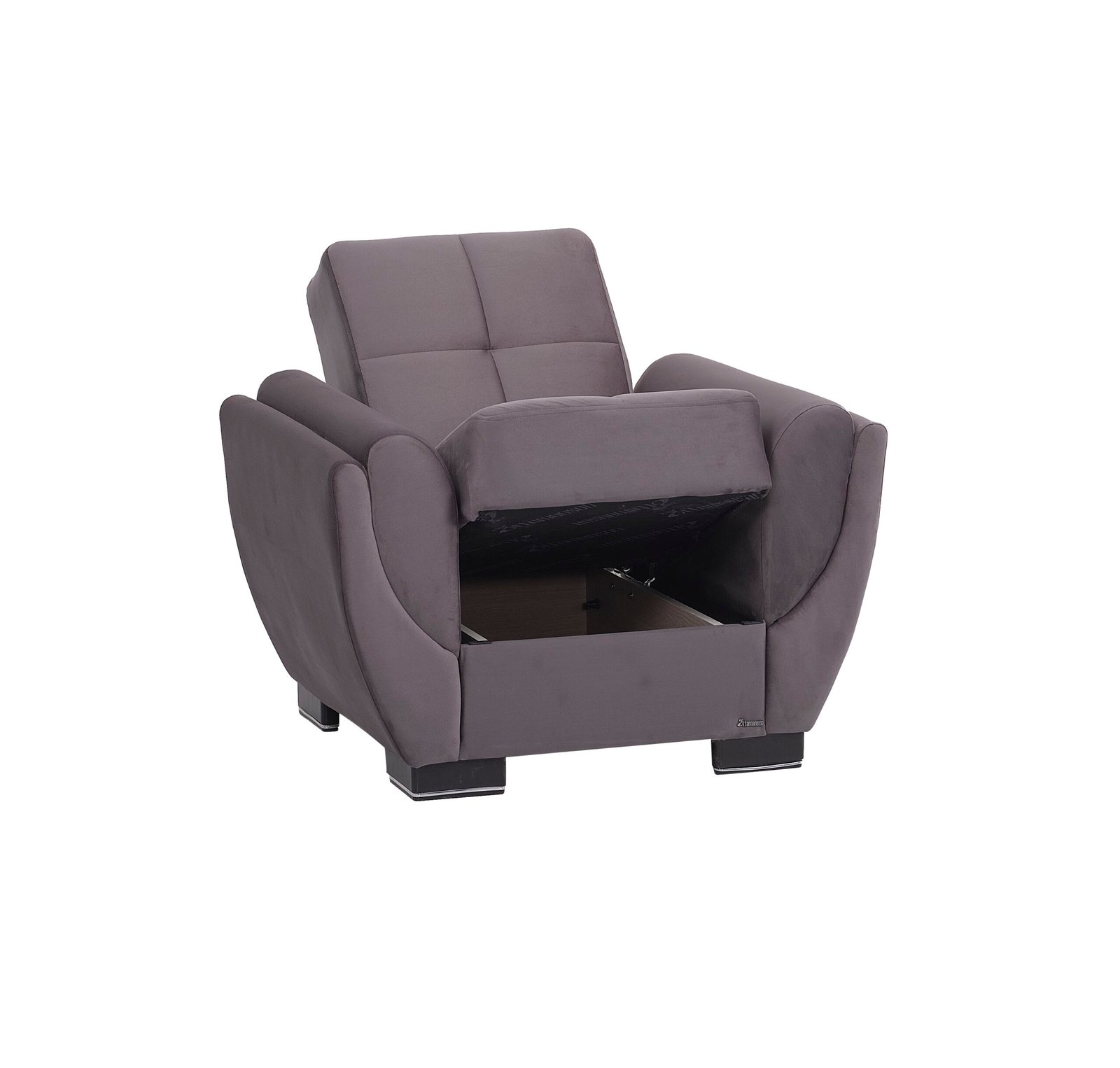 ottomanson armada air collection upholstered convertible armchair with storage, grey microfiber ottomanson armada air collection upholstered convertible armchair with storage, grey microfiber