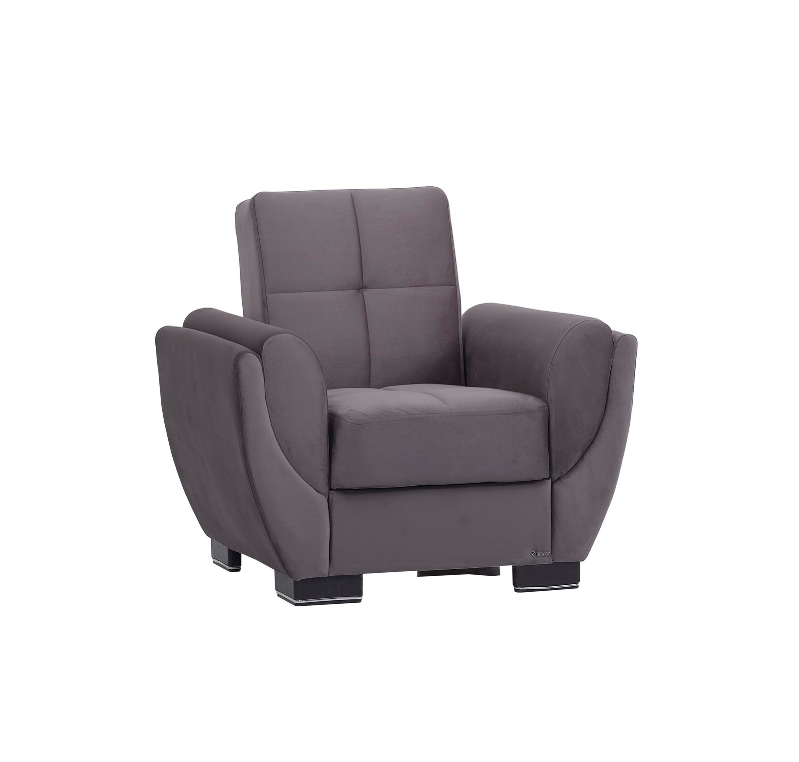ottomanson armada air collection upholstered convertible armchair with storage, grey microfiber ottomanson armada air collection upholstered convertible armchair with storage, grey microfiber